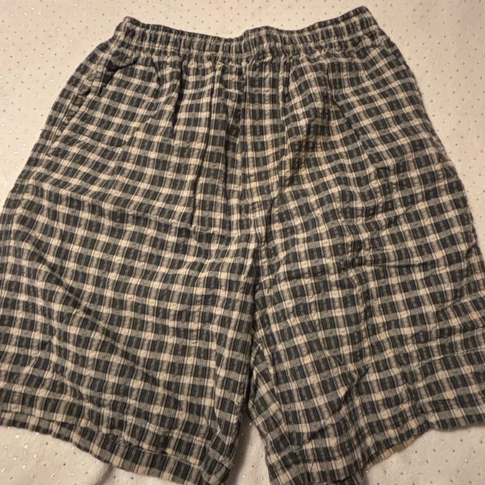 Womens Gray Plaid Cotton Shorts